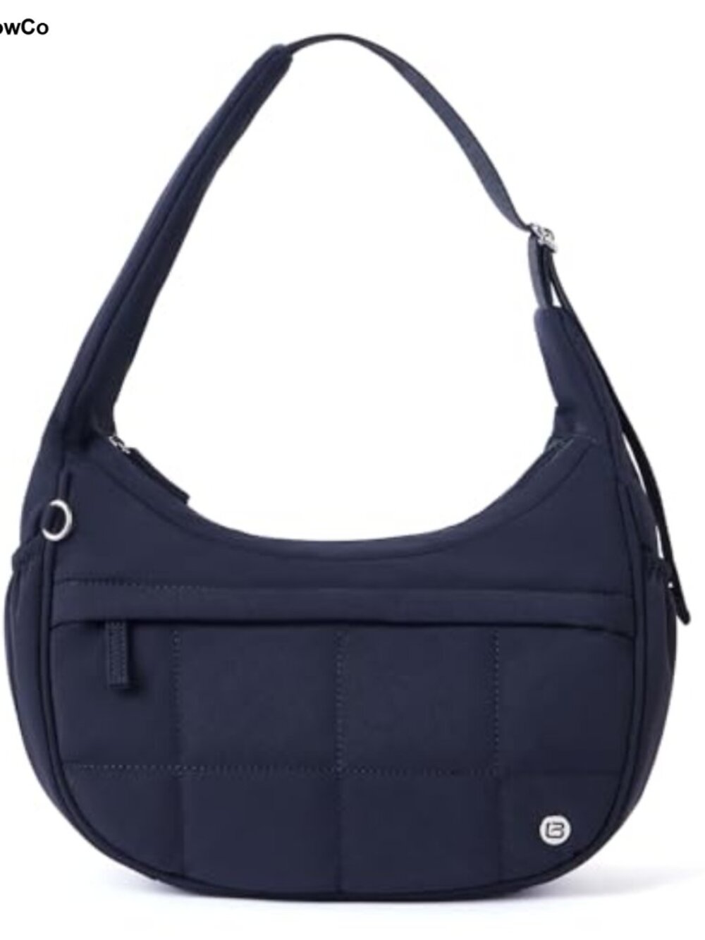 Nylon Quilted Crescent Shoulder Bag for Women Triple Zip Pockets